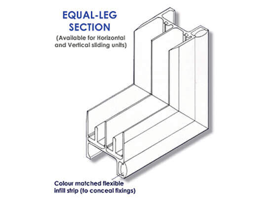 Horizontal Secondary Glazed Windows Technical Detail: Leg Section Cross Section